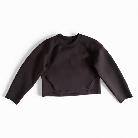 Lululemon AirWrap Crew Cropped Sweater Black Sz 8 - Picture 2 of 11